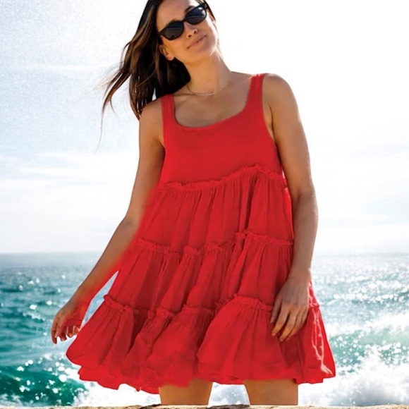 Left On Friday Half Day Ruffle Tier Linen Dress - Picture 2 of 15